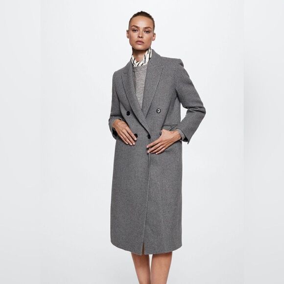 Mango Houndstooth Wool Blend Coat - Picture 8 of 12